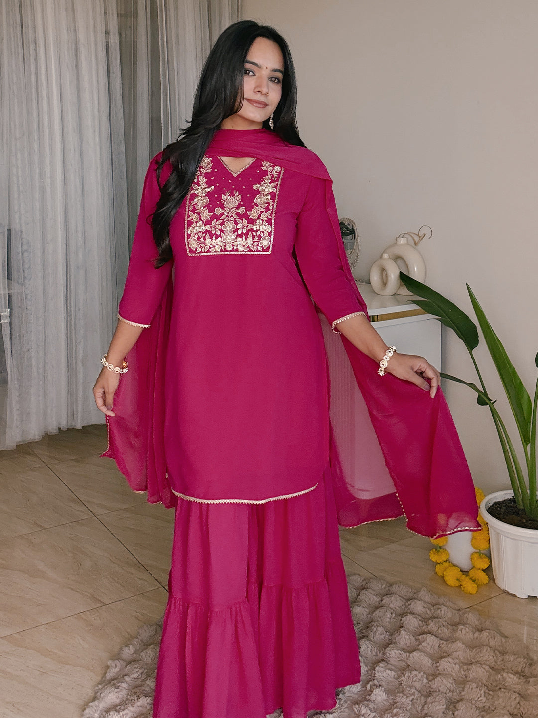 Rosé Radiance Sharara Set