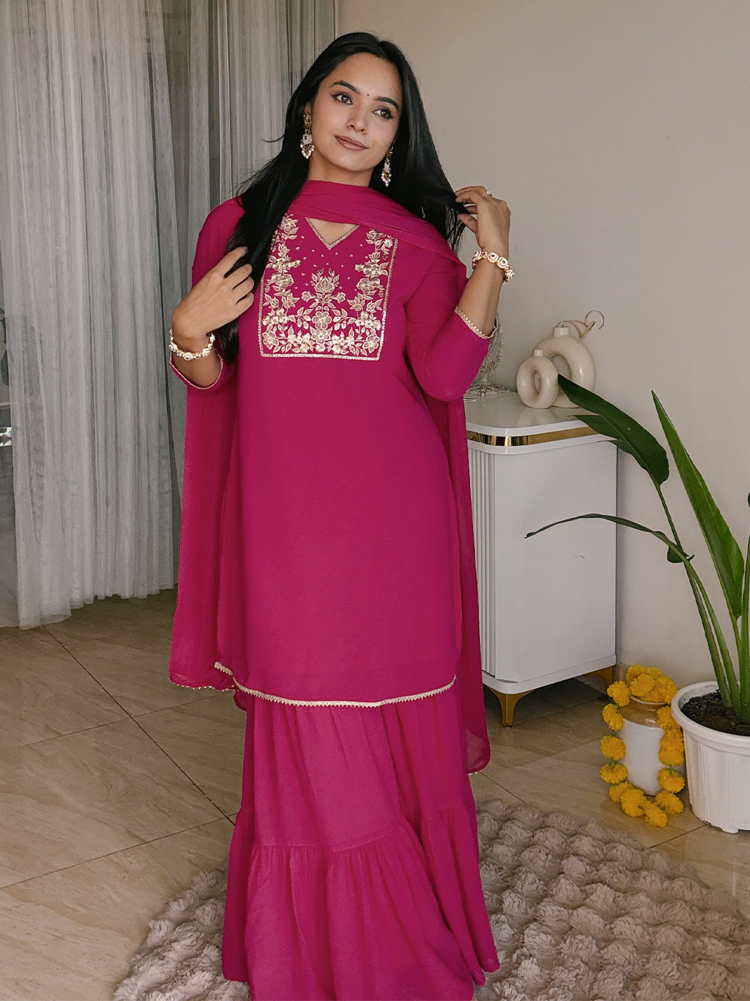 Rosé Radiance Sharara Set