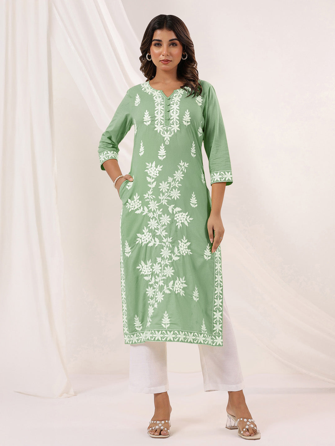 Threaded Grace Embroidered Straight Stylish Kurti for Women