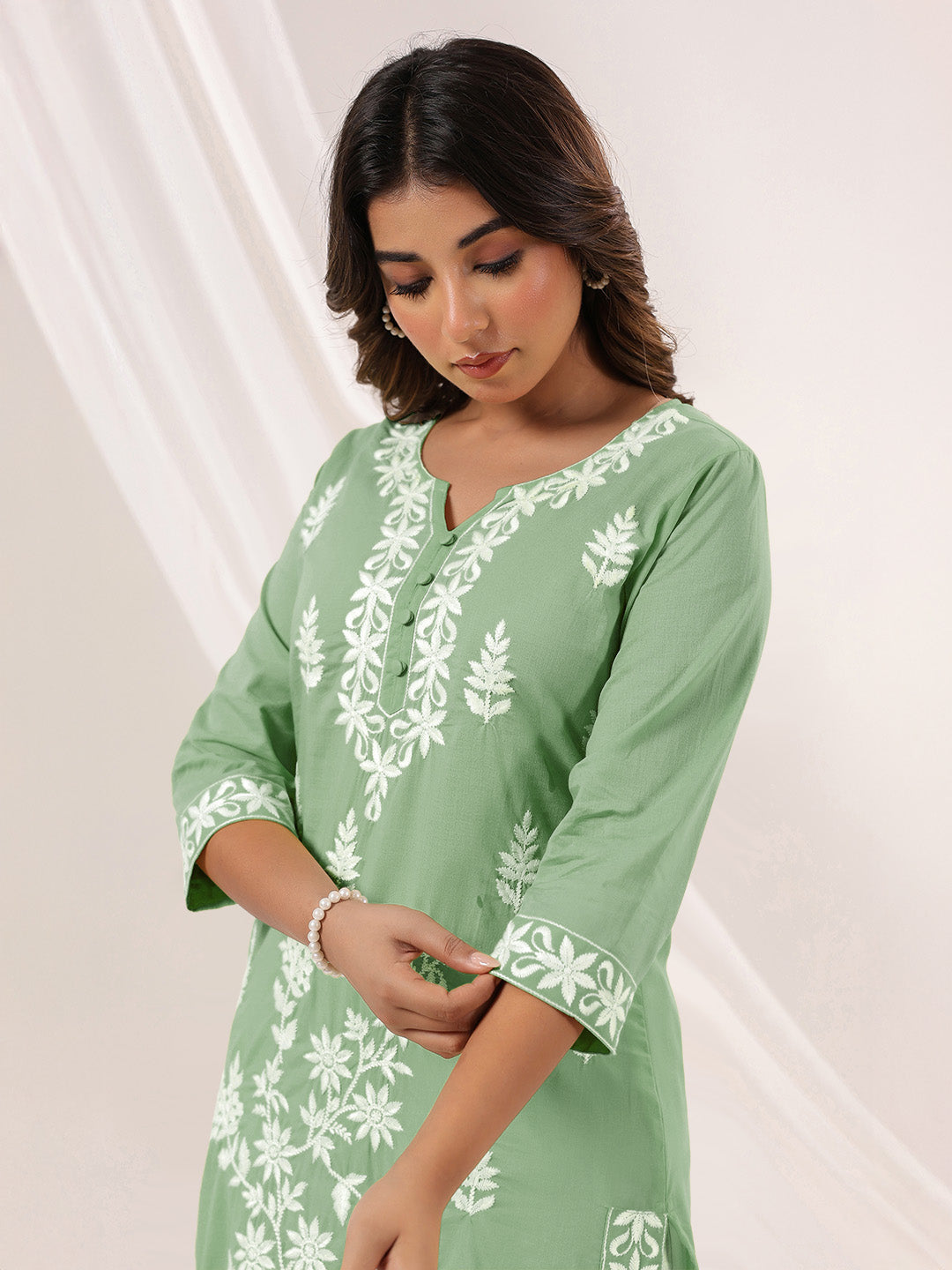 Threaded Grace Embroidered Straight Stylish Kurti for Women