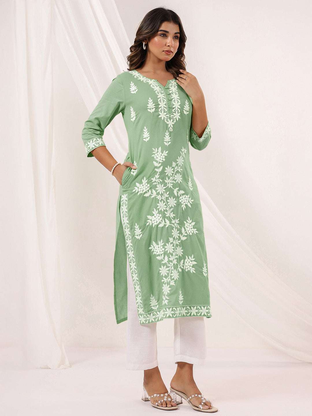 Threaded Grace Embroidered Straight Stylish Kurti for Women Sajnaa