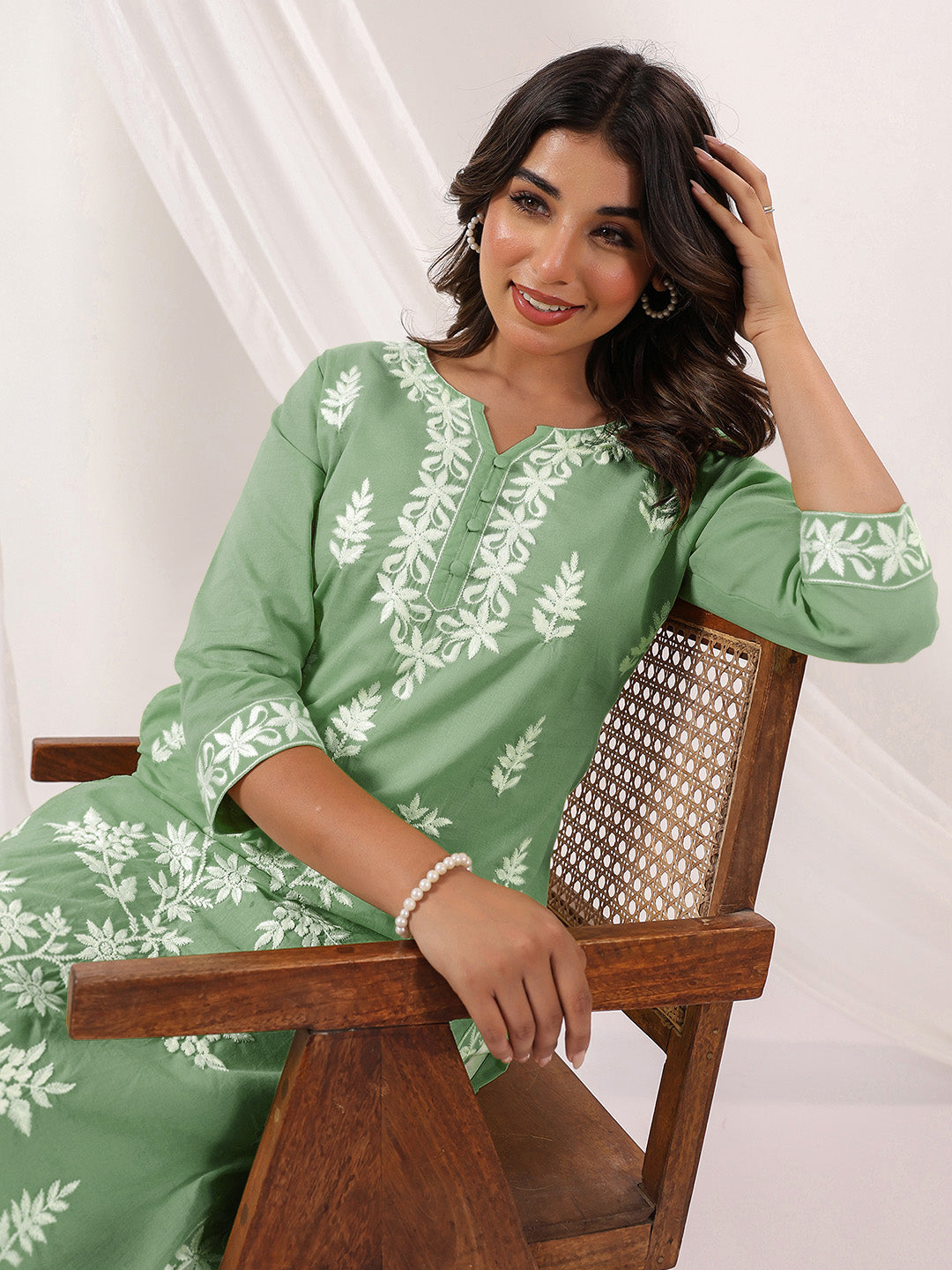 Threaded Grace Embroidered Straight Stylish Kurti for Women