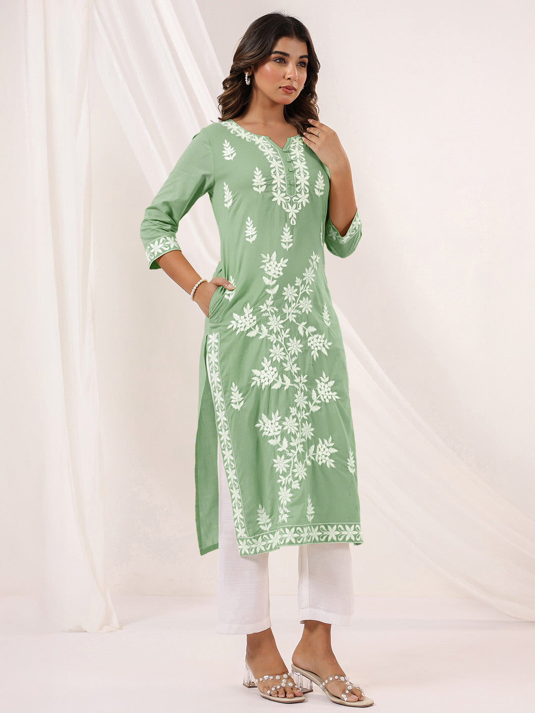 Threaded Grace Embroidered Straight Stylish Kurti for Women