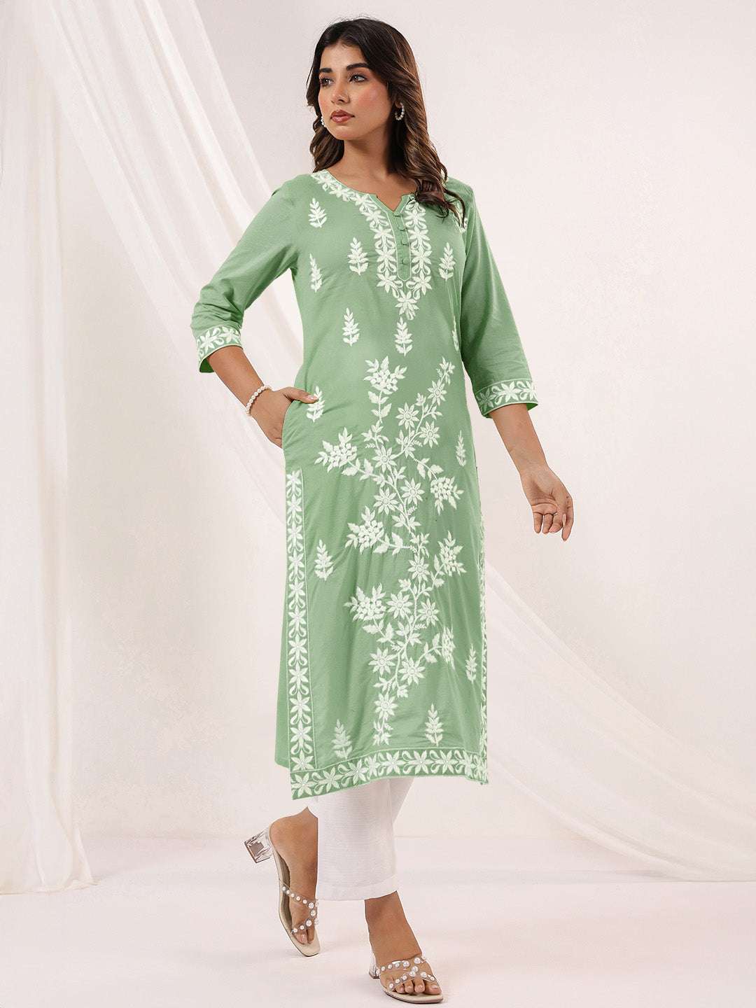 Threaded Grace Embroidered Straight Stylish Kurti for Women Sajnaa