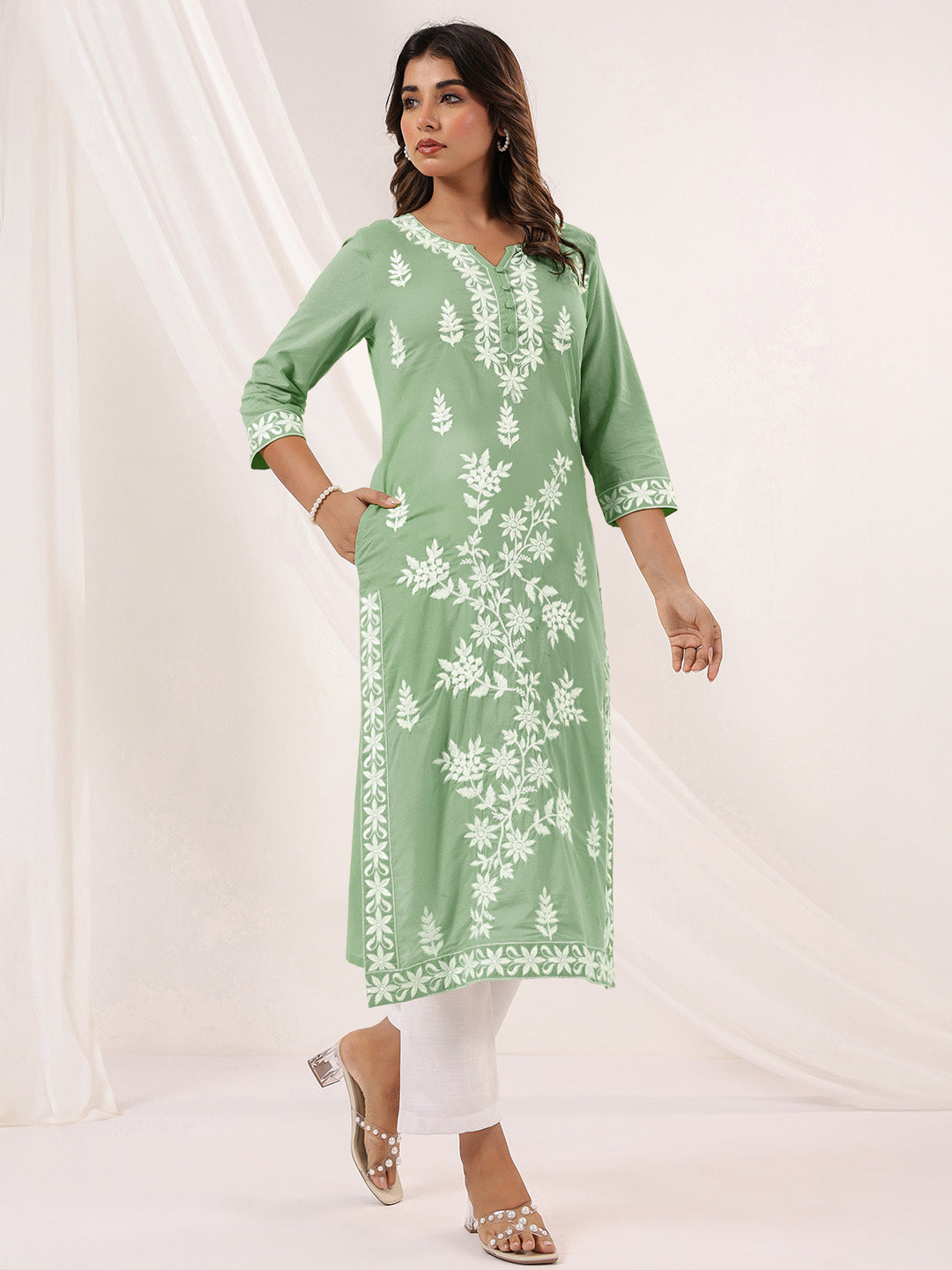 Threaded Grace Embroidered Straight Stylish Kurti for Women